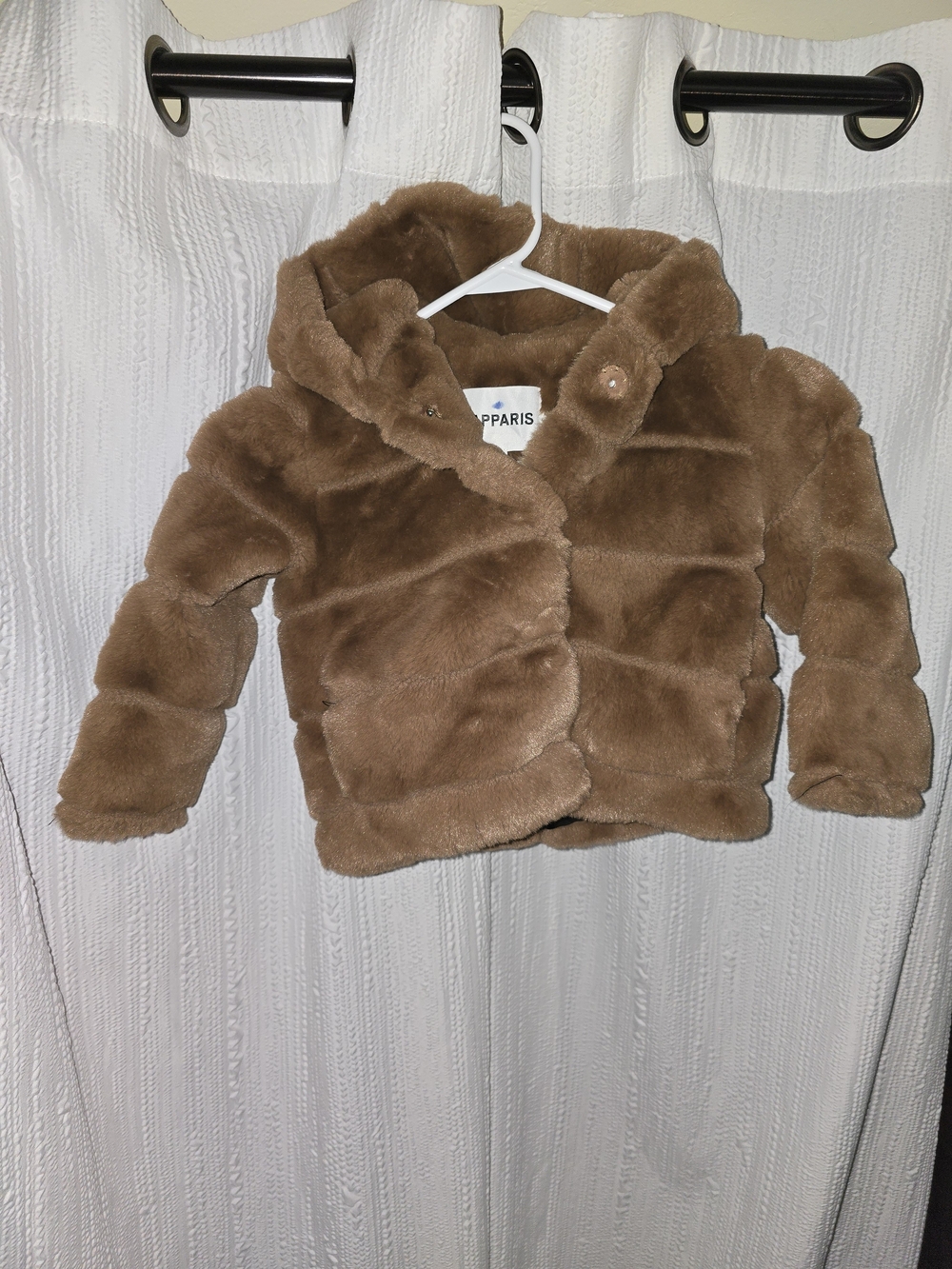 Apparis Kids Size 4 Tan Faux Fur Hooded Pea Coat